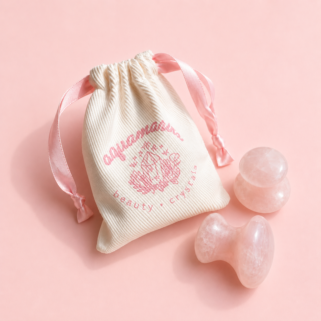 Rose Quartz Mushroom Tool - Set of 2